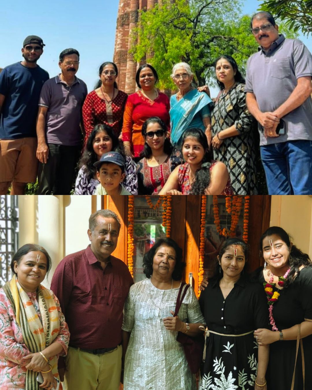 Family circles, at Qutub Minar and a Vrindavan morning.